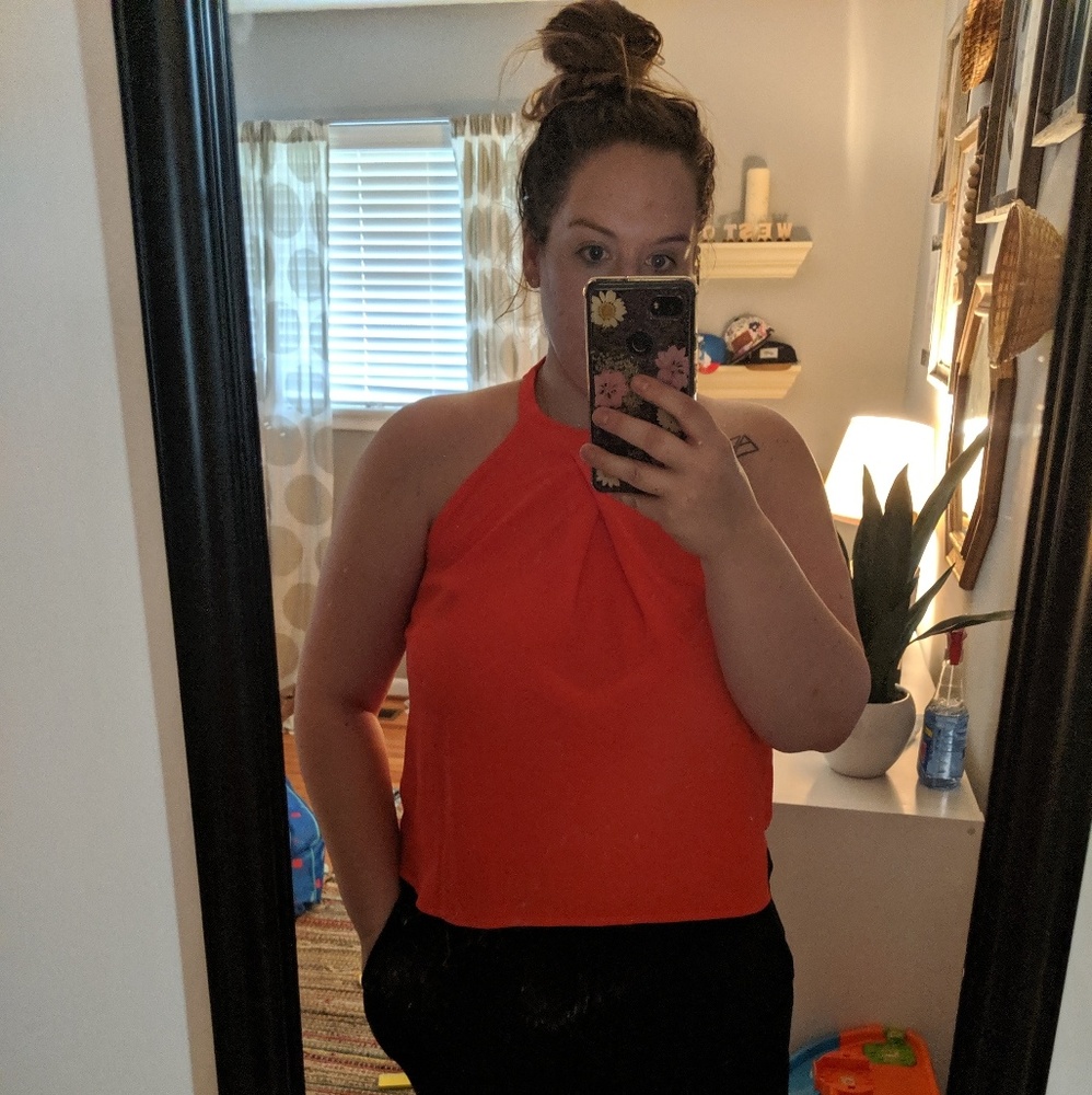 Boutique high neck tank coral